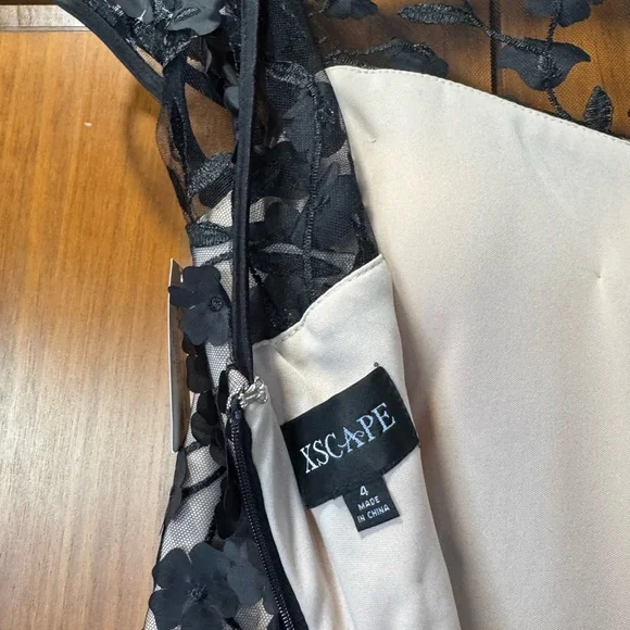 New never worn Black Floral Appliqué evening gown with Nude Lining. Gorgeous! - Picture 4 of 5